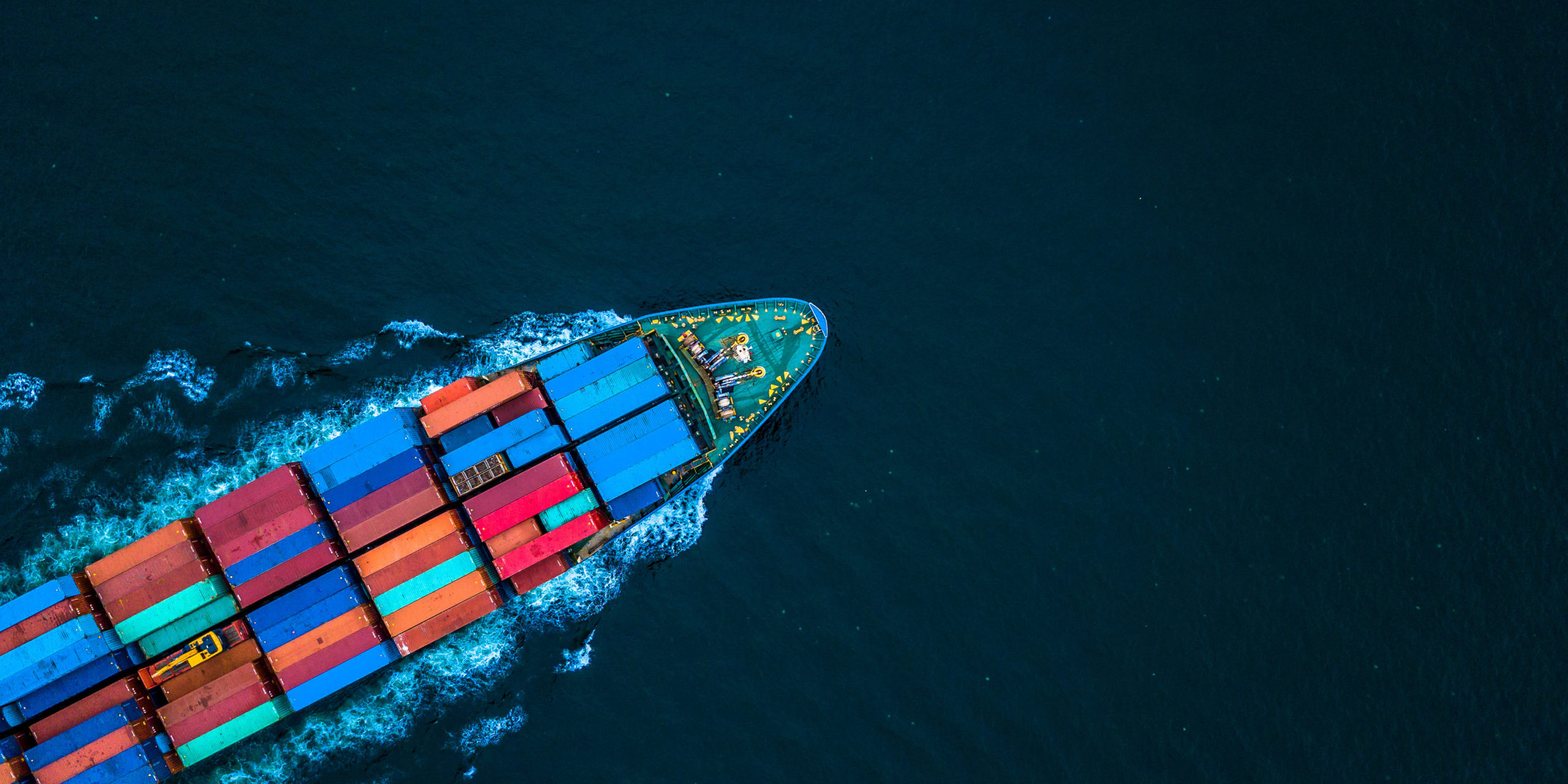 Aerial view from drone, Container ship or cargo shipping busines